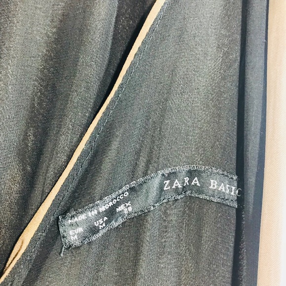 Zara light brown black lining slit long dress - Picture 3 of 8